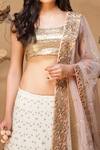 Shop Jyoti Sachdev Iyer Gold Net, Chiffon, Georgette, Bamberg Round Embroidered Lehenga Set at Aza Fashions Shop_Jyoti Sachdev Iyer_Gold Net, Chiffon, Georgette, Bamberg Round Embroidered Lehenga Set _at_Aza_Fashions