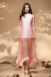 Buy Jyoti Sachdev Iyer Peach Organza, Chanderi High Neck Sheer Dress at Aza Fashions Buy_Jyoti Sachdev Iyer_Peach Organza, Chanderi High Neck Sheer Dress _at_Aza_Fashions