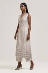 Shop_Jyoti Sachdev Iyer_White Chanderi V Neck Hand Embroidered Kurta Set _at_Aza_Fashions