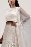 Buy_JYOTI SACHDEV IYER_White Chanderi Round Hand Embroidered Bridal Lehenga Set _Online_at_Aza_Fashions