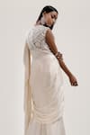 Shop_JYOTI SACHDEV IYER_White Chanderi Round Pre-draped Embroidered Saree _at_Aza_Fashions