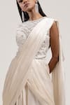 JYOTI SACHDEV IYER_White Chanderi Round Pre-draped Embroidered Saree _at_Aza_Fashions