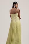 Shop_Jyoti Sachdev Iyer_Green Chanderi Sweetheart Neck Hand Embroidered Bandeau Gown _at_Aza_Fashions