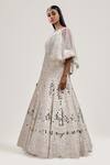 Shop_Jyoti Sachdev Iyer_White Tulle, Chanderi One Shoulder Hand Embroidered Lehenga Set _at_Aza_Fashions