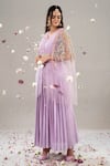 Buy Jyoti Sachdev Iyer Purple Tulle, Chanderi V Neck Pleated Gown at Aza Fashions Buy_Jyoti Sachdev Iyer_Purple Tulle, Chanderi V Neck Pleated Gown _at_Aza_Fashions