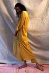 Juanita by Shubhda_Yellow Handloom Cotton Round Handwoven Kurta And Pant Set _Online_at_Aza_Fashions