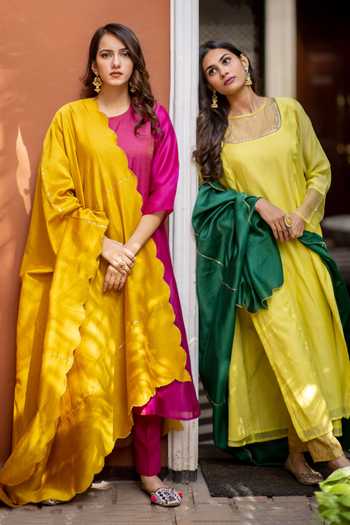 Juanita- Handwoven Chanderi Zardoze Sequins Kurta