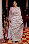 Buy_Juanita by Shubhda_White Handwoven Chanderi Silk Tissue Saree _at_Aza_Fashions