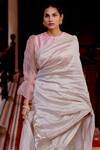 Buy_Juanita by Shubhda_White Handwoven Chanderi Silk Tissue Saree _Online_at_Aza_Fashions