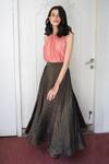 Shop_Juanita by Shubhda_Black Handwoven Banarasi Zari Skirt _at_Aza_Fashions