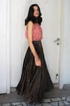 Juanita by Shubhda_Black Handwoven Banarasi Zari Skirt _Online_at_Aza_Fashions