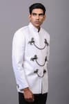 Cosa Nostraa_White Rayon Embellished Bandhgala_Online_at_Aza_Fashions