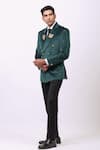 Cosa Nostraa_Green Velvet Embellished Elephant Blazer _Online_at_Aza_Fashions