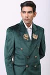 Buy_Cosa Nostraa_Green Velvet Embellished Elephant Blazer _Online_at_Aza_Fashions