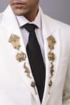 Shop_Cosa Nostraa_White Rayon Embellished Brooch Blazer _Online_at_Aza_Fashions