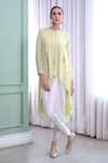 Buy_Seams Pret And Couture_Green Georgette Hand Embroidered Bead Work Julia Asymmetric Kurta And Pant Set _at_Aza_Fashions