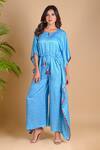 Shop_Dyelogue_Blue Gajji Silk Bandhani Jumpsuit _at_Aza_Fashions