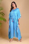 Buy_Dyelogue_Blue Gajji Silk Bandhani Jumpsuit _at_Aza_Fashions