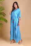 Dyelogue_Blue Gajji Silk Bandhani Jumpsuit _Online_at_Aza_Fashions