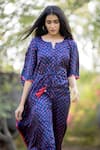 Buy_Dyelogue_Blue Gajji Silk Bandhani Jumpsuit _Online_at_Aza_Fashions