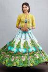 Buy_Torani_Green Linen Satin Nargis Kanan Lehenga_at_Aza_Fashions