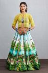 Torani_Green Linen Satin Nargis Kanan Lehenga_Online_at_Aza_Fashions
