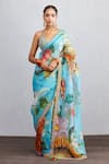 Buy_Torani_Blue Firoza Silk Organza Abani Saree_Online_at_Aza_Fashions