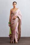 Buy_Torani_Pink Nylon Satin Rang Rani Gurina Saree_at_Aza_Fashions
