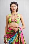 Buy_Torani_Green Viscose Crepe Angoori Iswari Saree Blouse_at_Aza_Fashions