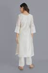 Shrutkirti_White Cotton Chanderi Embroidered Chikankari Work V Neck Kurta Set _Online_at_Aza_Fashions