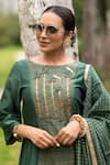 Shop_Kritika Dawar_Green Kurta Chanderi Tissue Pant Cotton Dupatta Chanderi Palazzo Set _Online_at_Aza_Fashions