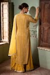 Shop_Kritika Dawar_Yellow Kurta Georgette Skirt Banarasi Georgette Dupatta Net Lining Set _at_Aza_Fashions