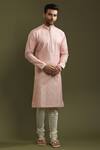 Buy_Kora By Nilesh Mitesh_Pink Cotton Blend Embroidered Lucknowi Work Kurta Set _at_Aza_Fashions