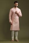 Kora By Nilesh Mitesh_Pink Cotton Blend Embroidered Lucknowi Work Kurta Set _Online_at_Aza_Fashions