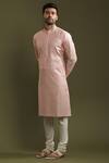 Buy_Kora By Nilesh Mitesh_Pink Cotton Blend Embroidered Lucknowi Work Kurta Set _Online_at_Aza_Fashions