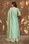 Shop_Kritika Dawar_Green Kurta Line Silk Skirt Banarasi Chanderi Dupatta Tissue Chanderi Set _at_Aza_Fashions