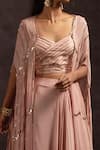 Buy_Charu and Vasundhara_Pink Cape Georgette Bustier Sweetheart Neck Embroidered Lehenga Set With_Online_at_Aza_Fashions