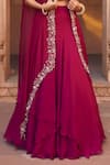 Charu and Vasundhara_Pink Blouse- Tussar Silk Embellished Cape Lehenga Set_Online_at_Aza_Fashions