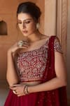 Charu and Vasundhara_Red Tussar Silk And Net Embroidery One Shoulder Embellished Gown _Online_at_Aza_Fashions