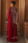 Shop_Charu and Vasundhara_Red Kurta And Dupatta- Net Embellished Round Sharara Set_at_Aza_Fashions