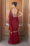 Shop_Charu and Vasundhara_Red Pre-draped Saree With Blouse_at_Aza_Fashions