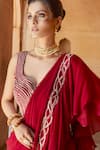 Buy_Charu and Vasundhara_Red Pre-draped Saree With Blouse_Online_at_Aza_Fashions