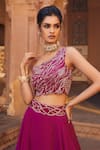 Shop_Charu and Vasundhara_Pink Blouse- Tussar Silk Embroidery Asymmetric Embellished Lehenga Set_at_Aza_Fashions