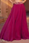Charu and Vasundhara_Pink Blouse- Tussar Silk Embroidery Asymmetric Embellished Lehenga Set_Online_at_Aza_Fashions