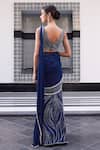 Charu and Vasundhara_Blue Blouse Tussar And Saree Net & Chiffon Embroidery Eliza Pre-draped With_Online_at_Aza_Fashions