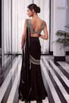 Charu and Vasundhara_Black Blouse: Tussar And Saree: Organza & Chiffon Elara Pre-draped With For Women_Online_at_Aza_Fashions