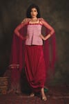 Buy_Nikita Vishakha_Pink Top Mesh Skirt Velvet Cape Net Zardozi Crop Top Sahiba Set With _at_Aza_Fashions