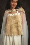 Buy_Nikita Vishakha_White Top Mesh Sharara Organza Cape Net Zardozi Crop Top Razia Set With _Online_at_Aza_Fashions