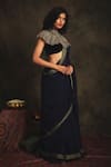 Nikita Vishakha_Blue Blouse Velvet Saree Chiffon Petticoat Modal Satin Sharanya Set With _Online_at_Aza_Fashions