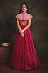 Buy_Nikita Vishakha_Pink Gown Velvet Embroidered Zardozi Cape Crew Neck Tareefa With _at_Aza_Fashions